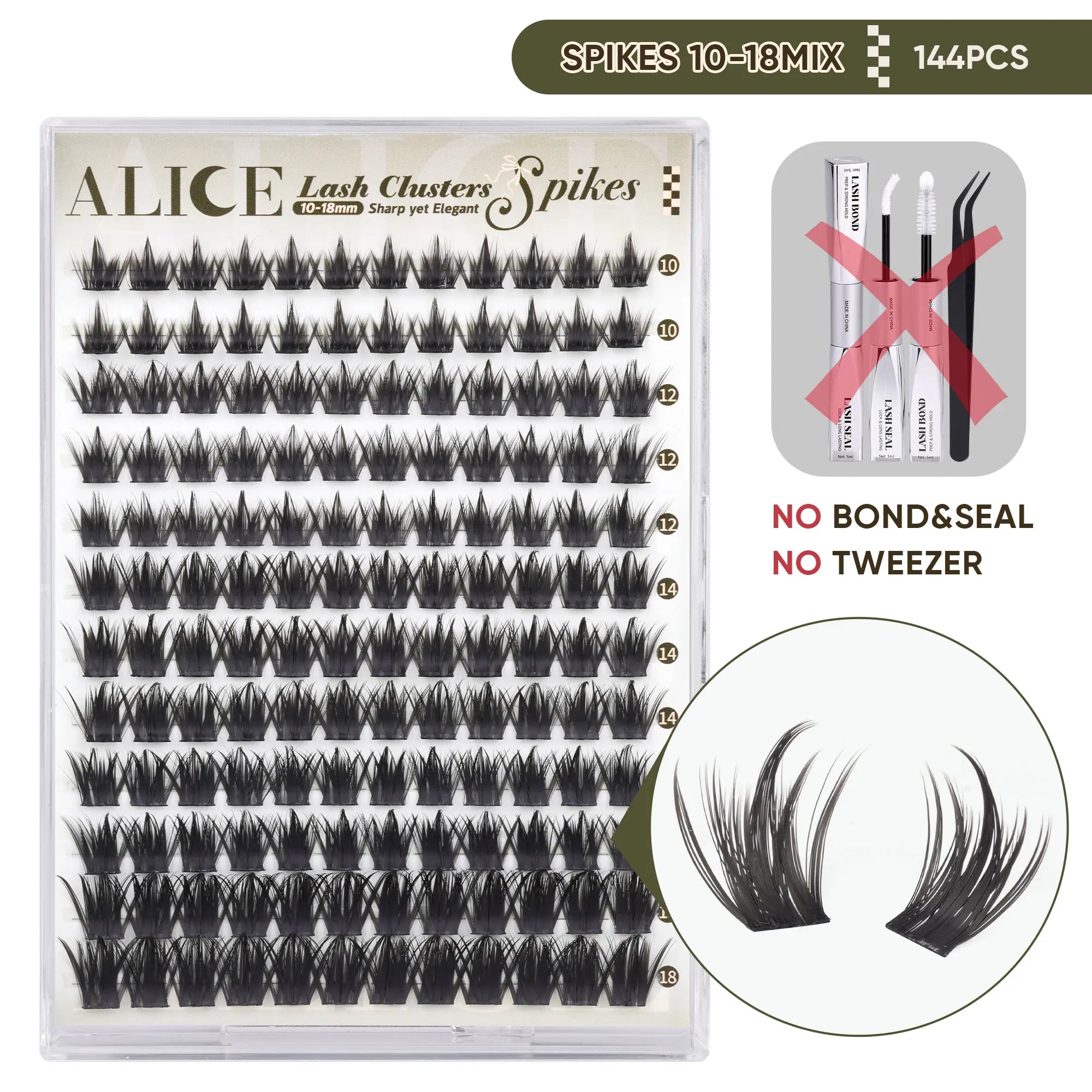 ALICE Natural Lash Extension Kit Spikes CD Curl Eyelash Clusters DIY Thin Band Individual Lashes 10-18Mm Cluster Eyelash Extensions for Daily&Workplace