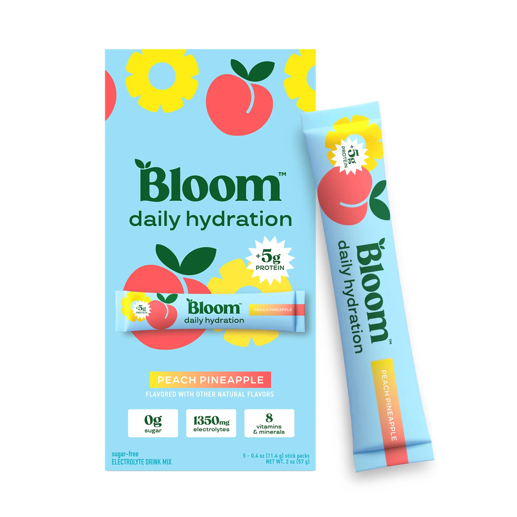 New - Bloom Nutrition Daily Hydration Sticks (5 Sticks) - 1350Mg Electrolytes, 5G Clear Whey Protein & Collagen, 8 Key Vitamins, Sugar-Free Drink Mix for Hydration, Recovery & Skin Health
