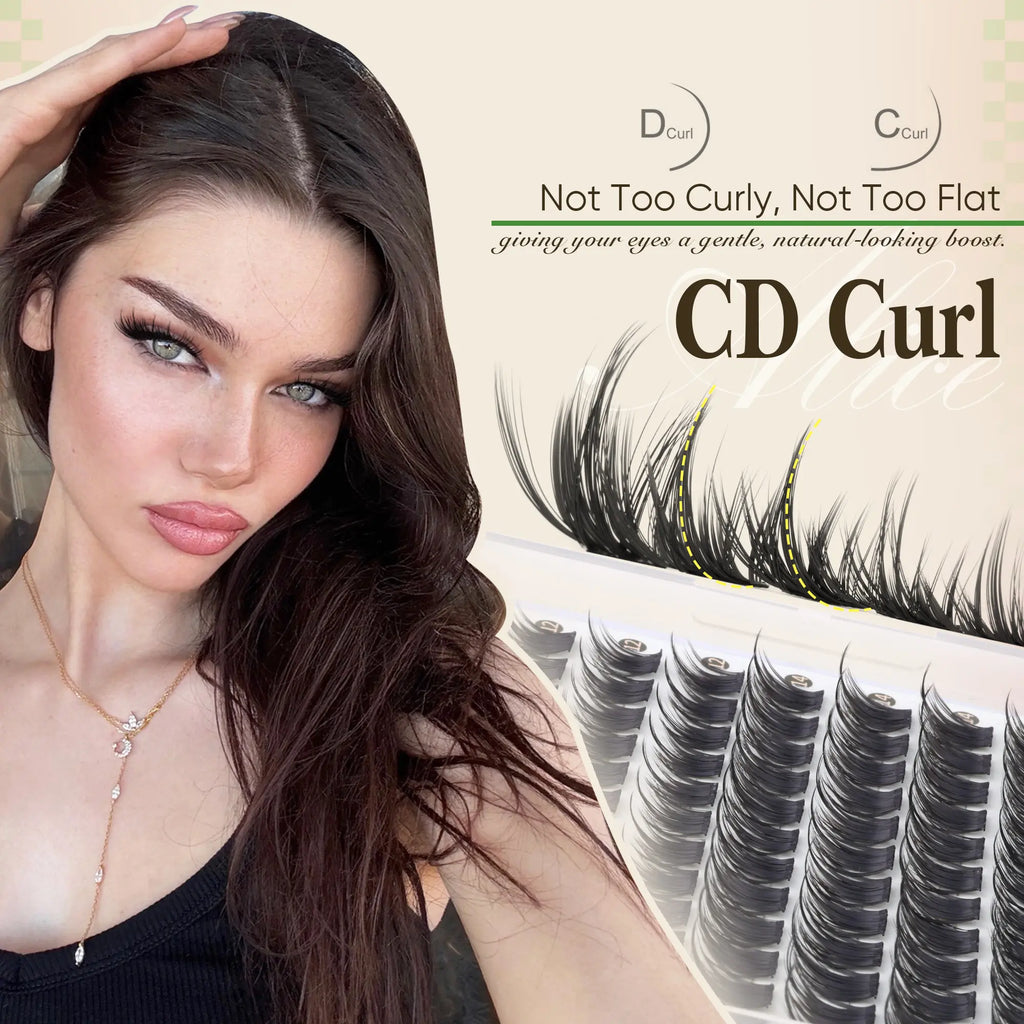ALICE Natural Lash Extension Kit Spikes CD Curl Eyelash Clusters DIY Thin Band Individual Lashes 10-18Mm Cluster Eyelash Extensions for Daily&Workplace
