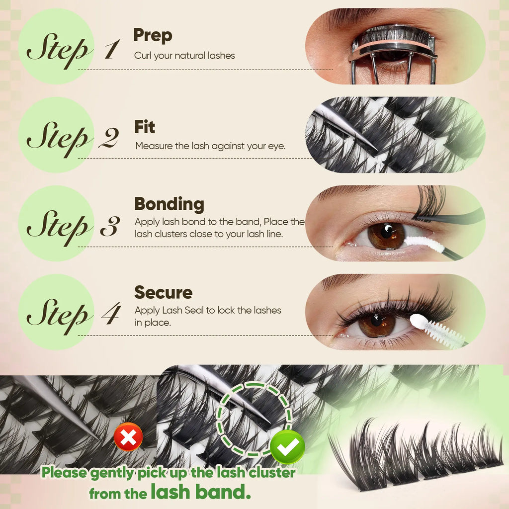 ALICE Natural Lash Extension Kit Spikes CD Curl Eyelash Clusters DIY Thin Band Individual Lashes 10-18Mm Cluster Eyelash Extensions for Daily&Workplace