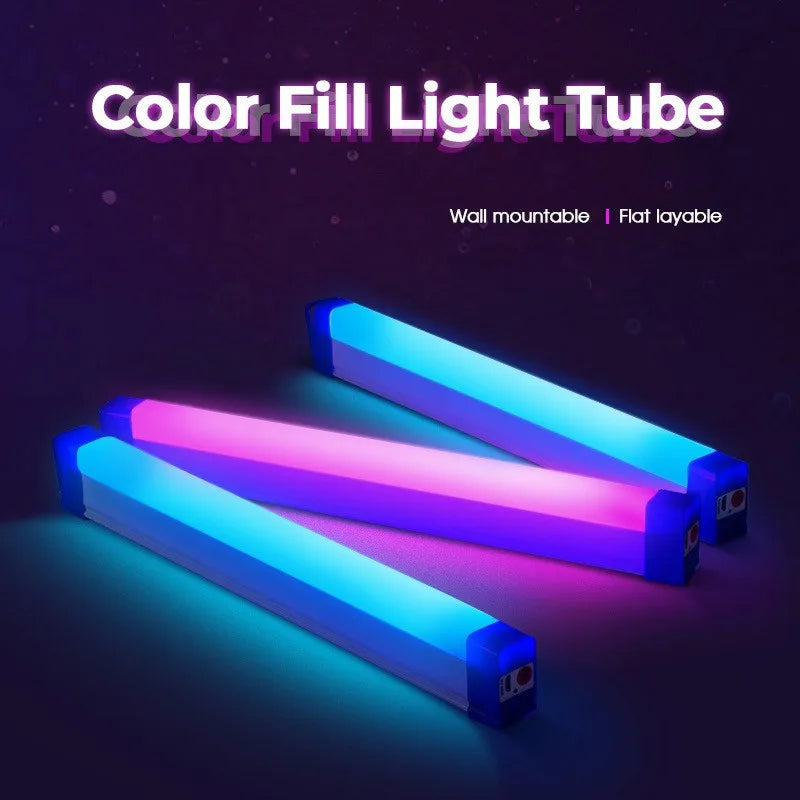 Colorful Tube Light RGB Light 17Cm/32Cm USB Light Night Light Purple Blue Light Stick Room Lamphandheld Hanging Fill Light Photo