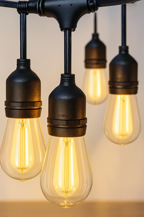 Vintage Edison LED Bulbs – Warm Glow Hanging Light Fixture (Set of 4)